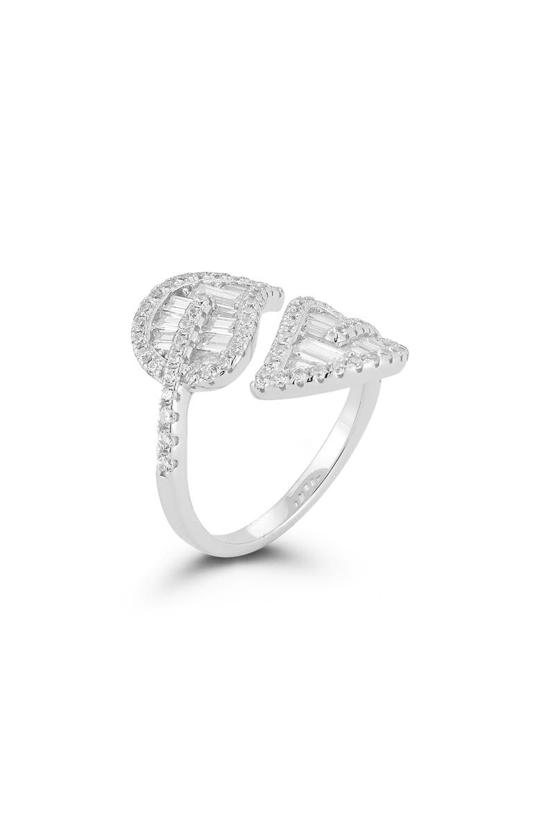 GLAZE JEWELRY Baguette Leaf Bypass Ring, Alternate, color, Silver