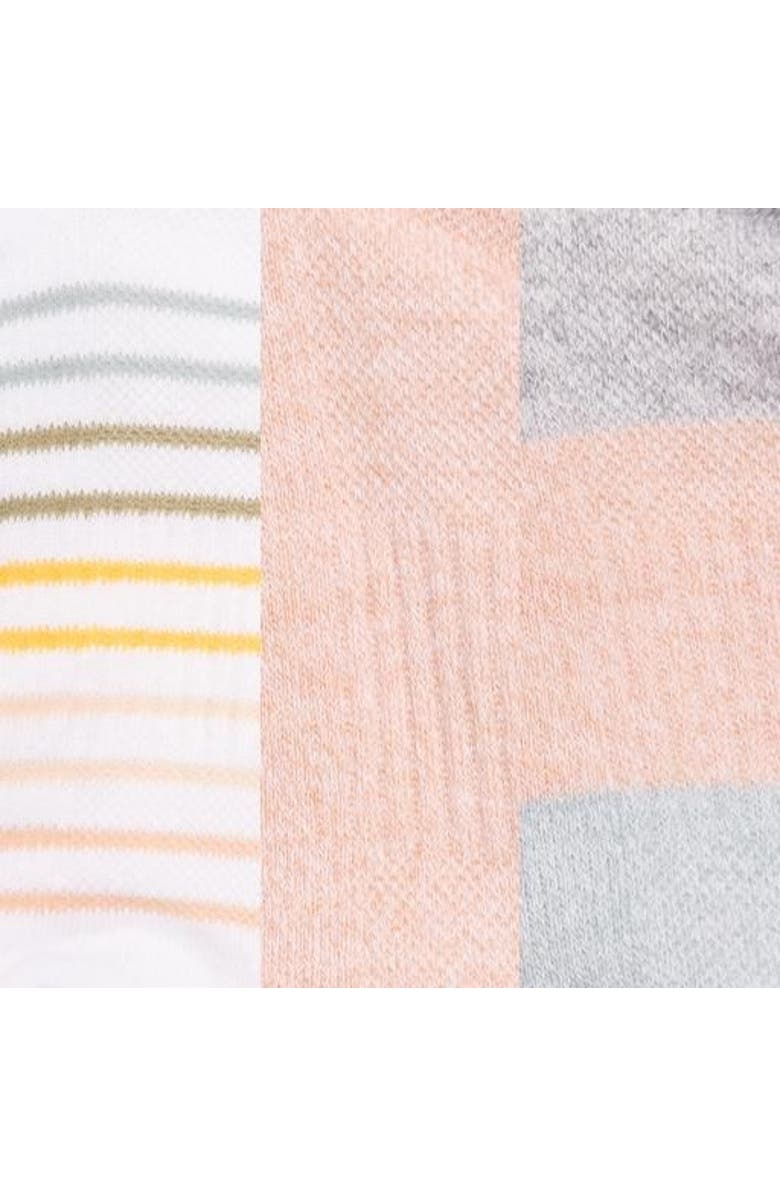 MUK LUKS Cotton Compression Ankle Socks 3 Pair Pack, Alternate, color, Ghost/Rose