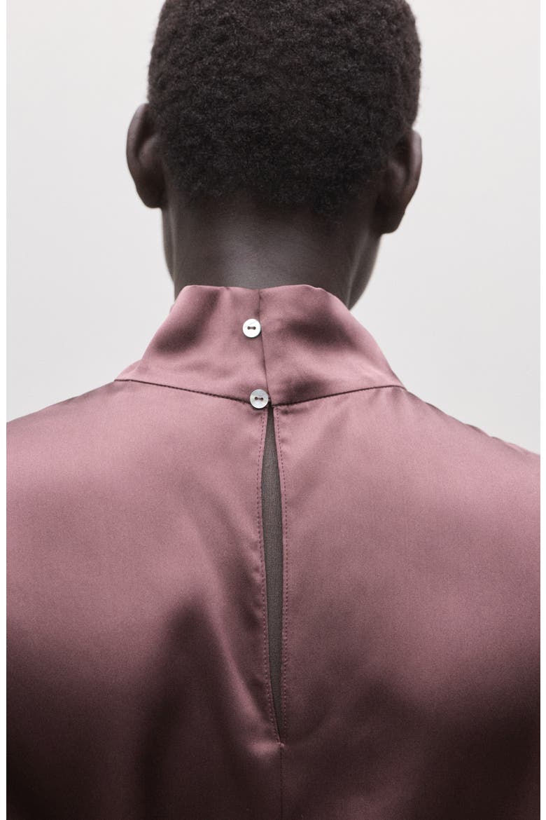 Mock Neck Silk Satin Top, Alternate, color, PURPLE