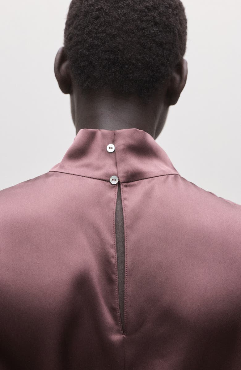 MANGO Mock Neck Silk Satin Top, Alternate, color,