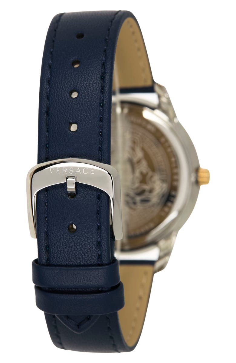 Versace Women's Greca Leather Strap Watch, 38mm, Alternate, color, 