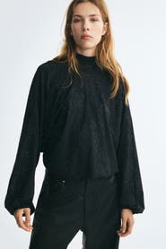 H&M Tie-detail Jacquard-jersey Blouse