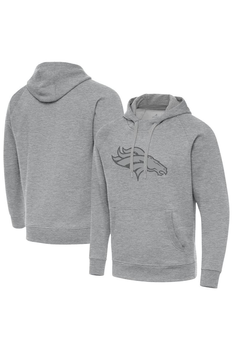 Men's Antigua  Heather Gray Denver Broncos Victory Hoodie, Main, color, Heather Gray