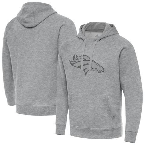 Men's Antigua Heather Gray Denver Broncos Victory Hoodie