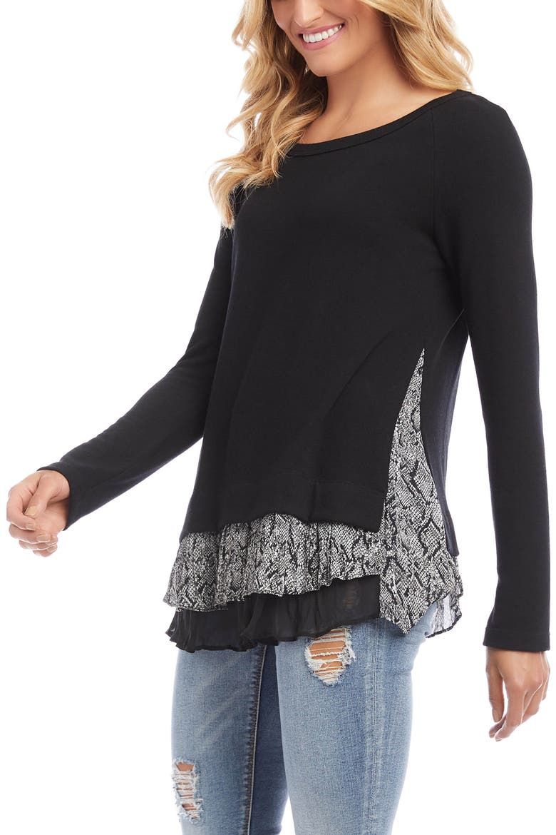 Snake Print Detail Sweater, Alternate, color, BLACK