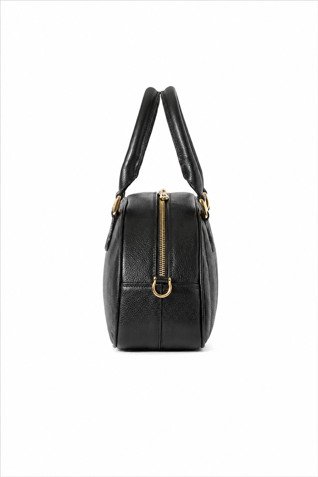 Ameline Sculptural Italian Leather Top Handle, Alternate, color, Black