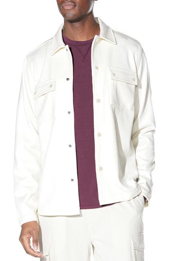 Civil Society Relaxed Fit Knit Shirt Jacket In White