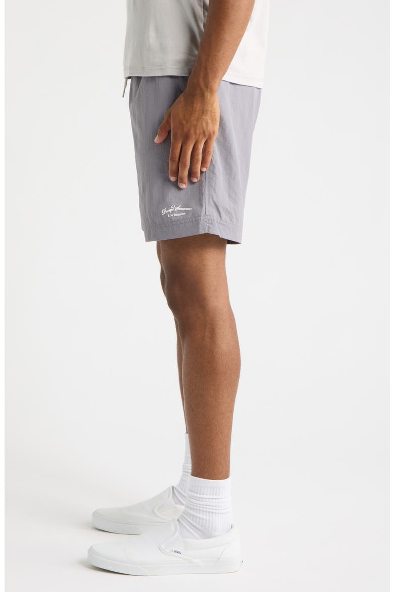 Collegiate Solid Swim Trunks, Alternate, color, SILVER