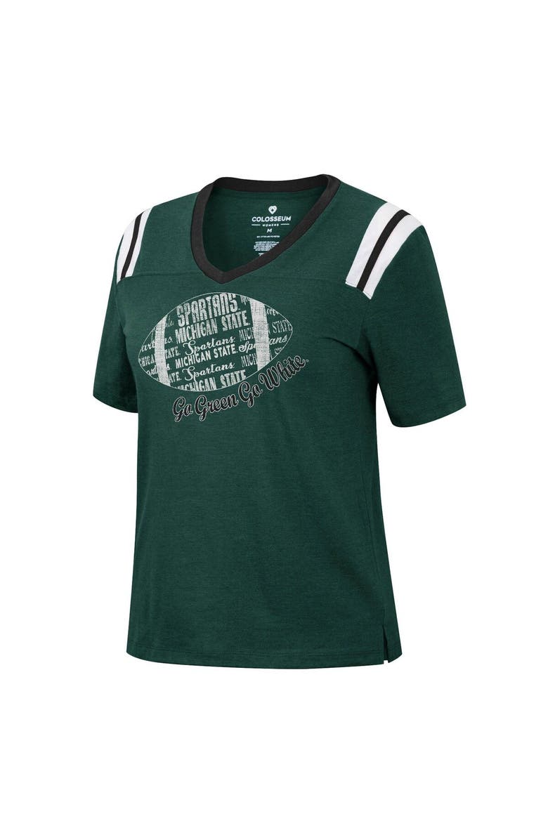 COLOSSEUM Women's Colosseum Heathered Green Michigan State Spartans 15 Min Early Football V-Neck T-Shirt, Alternate, color, Heather Green