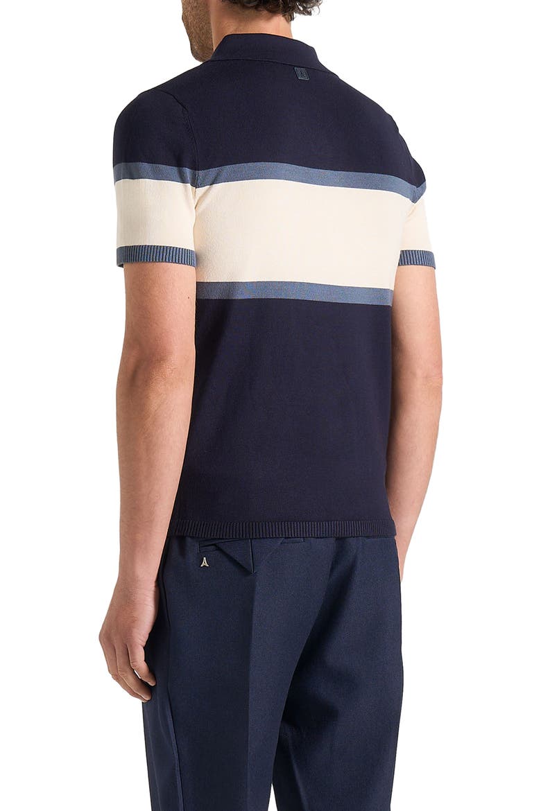 Enzo Colour Block Polo Top, Alternate, color, Navy