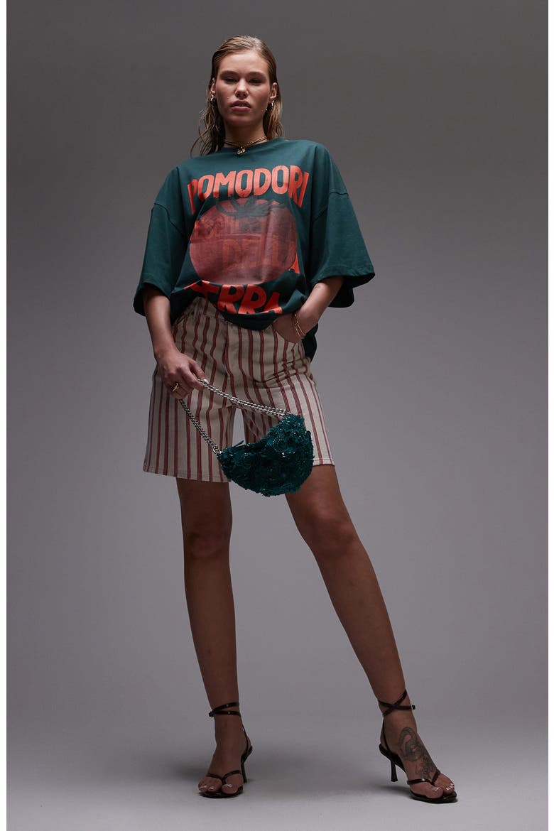 Pomodori Oversize Cotton T-Shirt, Alternate, color, DARK GREEN