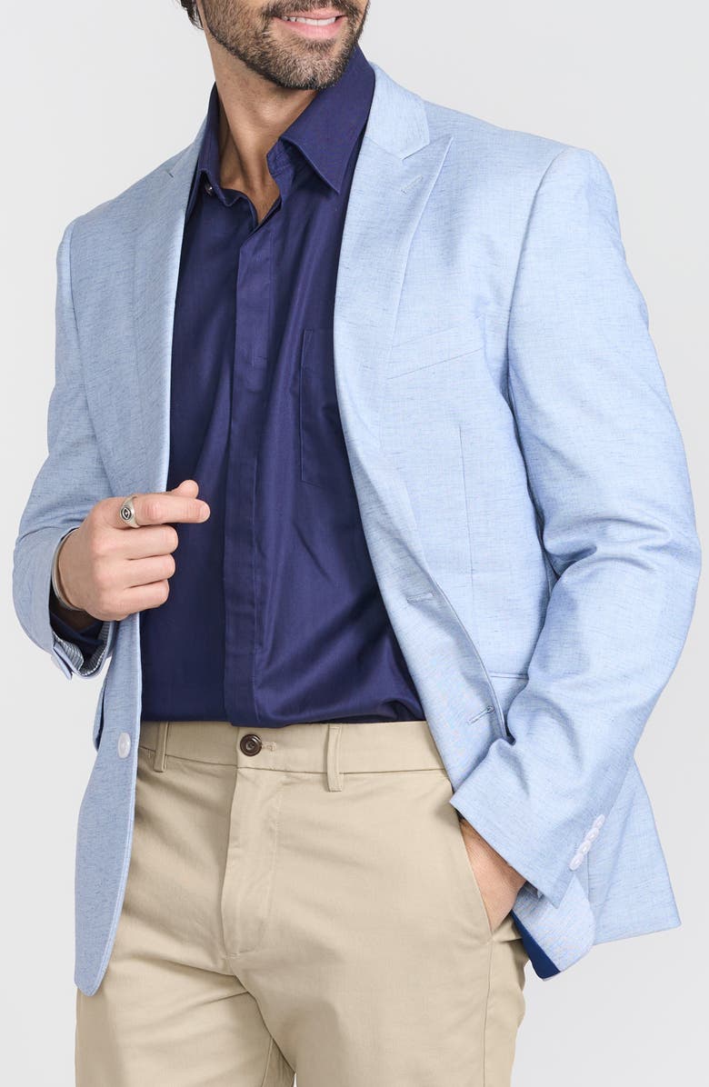 SAVILE ROW CO Blue Stretch Mélange Blazer, Alternate, color, Blue