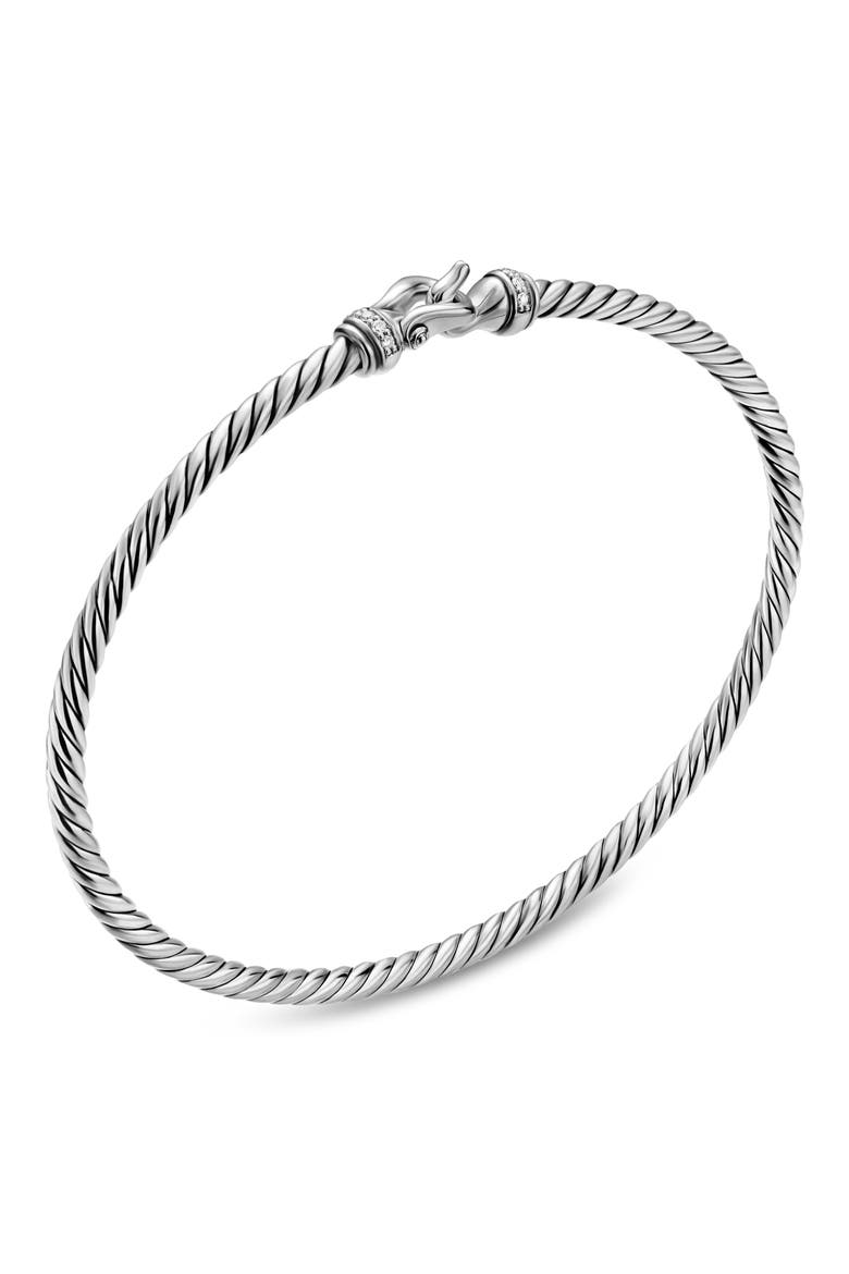 Micro Cable Flex® Buckle Bracelet in Sterling Silver with Diamonds, 2.6mm, Alternate, color, SILVER PAVE