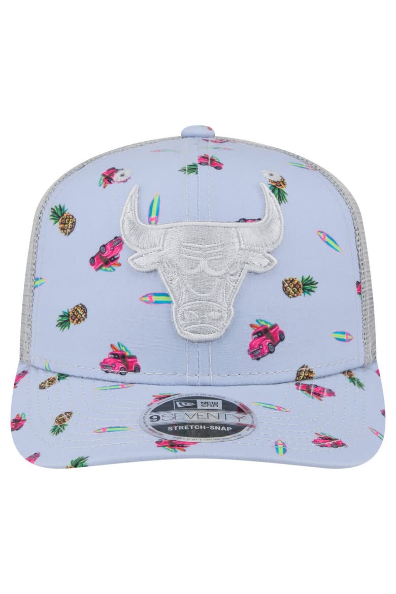 Men's New Era Light Blue/Gray Chicago Bulls Adventure Aloha Pattern 9SEVENTY Stretch-Snap Hat, Alternate, color, Light Blue