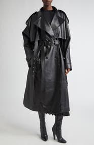 Michael Kors Collection Belt Neck Plongé Leather Trench Coat
