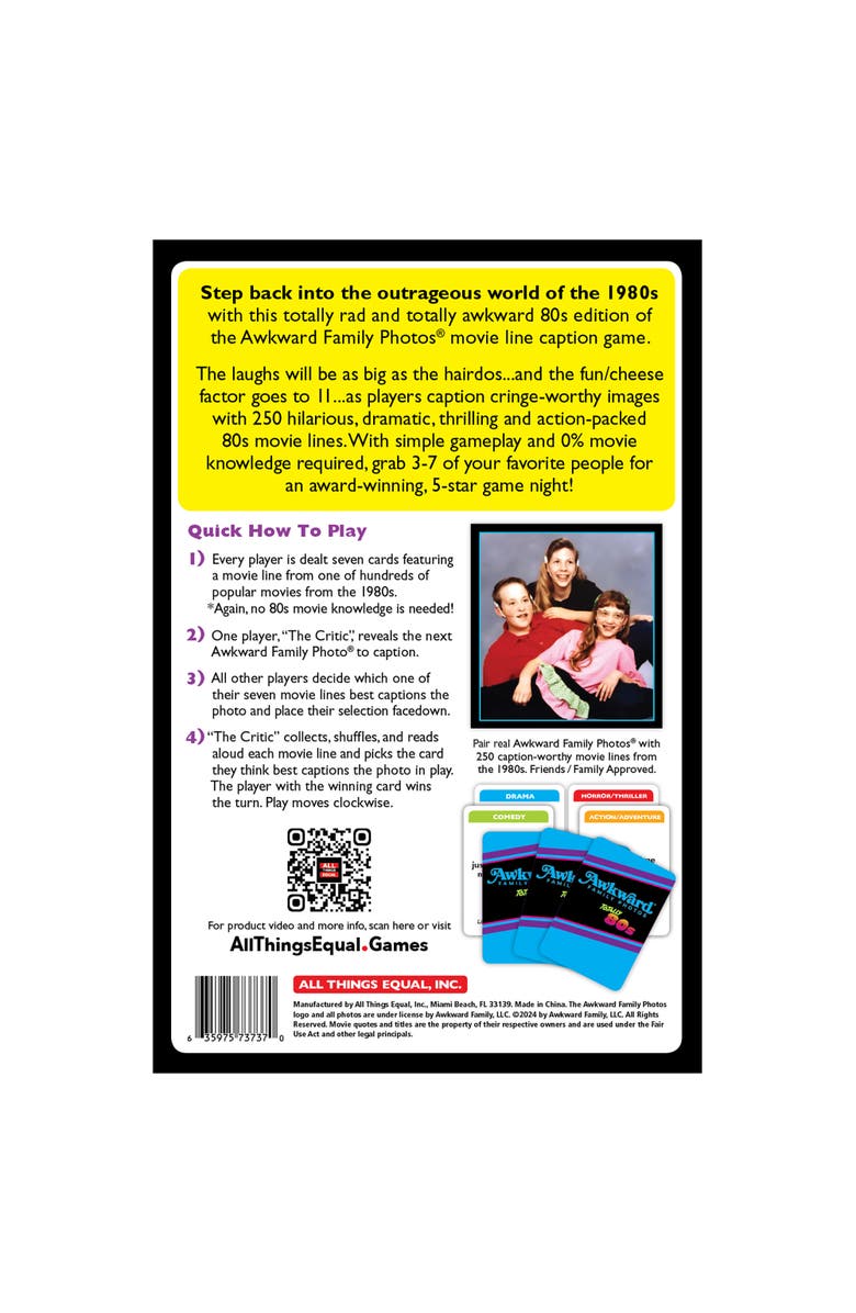 ALL THINGS EQUAL Awkward Family Photos Totally 80S Party Game, Ages 13+, Alternate, color, Multicolored