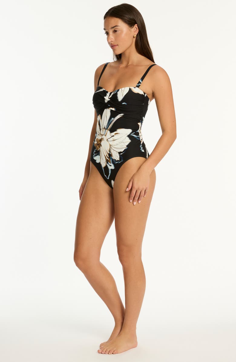 Sea Level La Luna Twist Front One-Piece Swimsuit, Alternate, color, Black