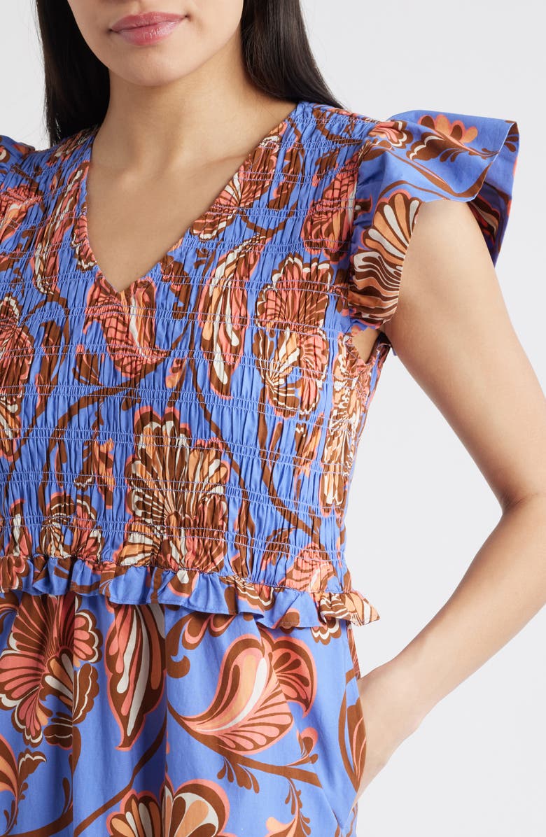 Vince Camuto Smocked Bodice Tiered Maxi Dress, Alternate, color, Pry