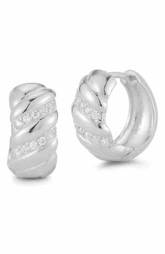 Cubic Zirconia Twisted Hoop Earrings