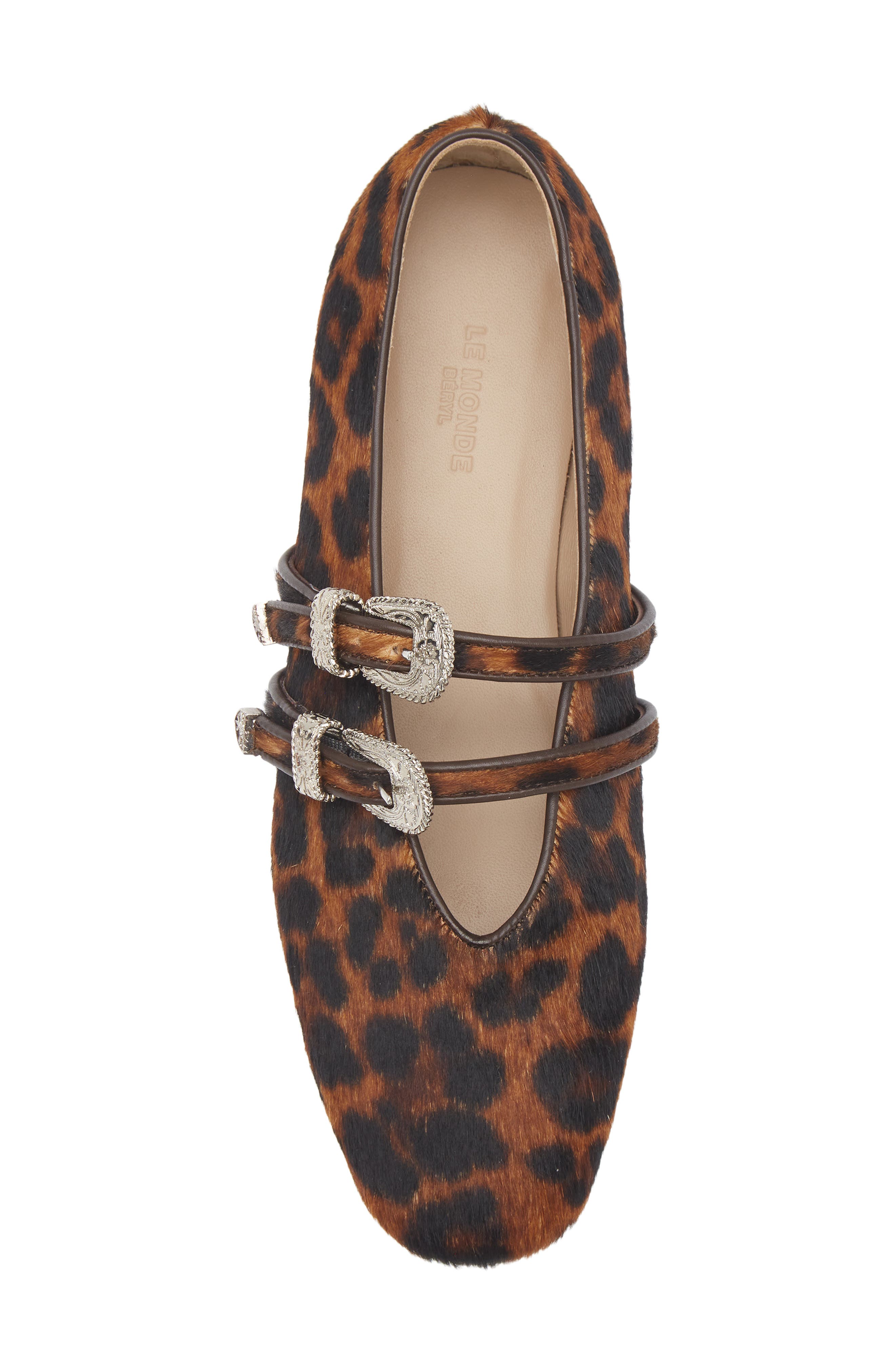 Le Monde Beryl Claudia Leopard Spot Genuine Calf Hair Mary Jane Flat, Alternate, color, Leopard