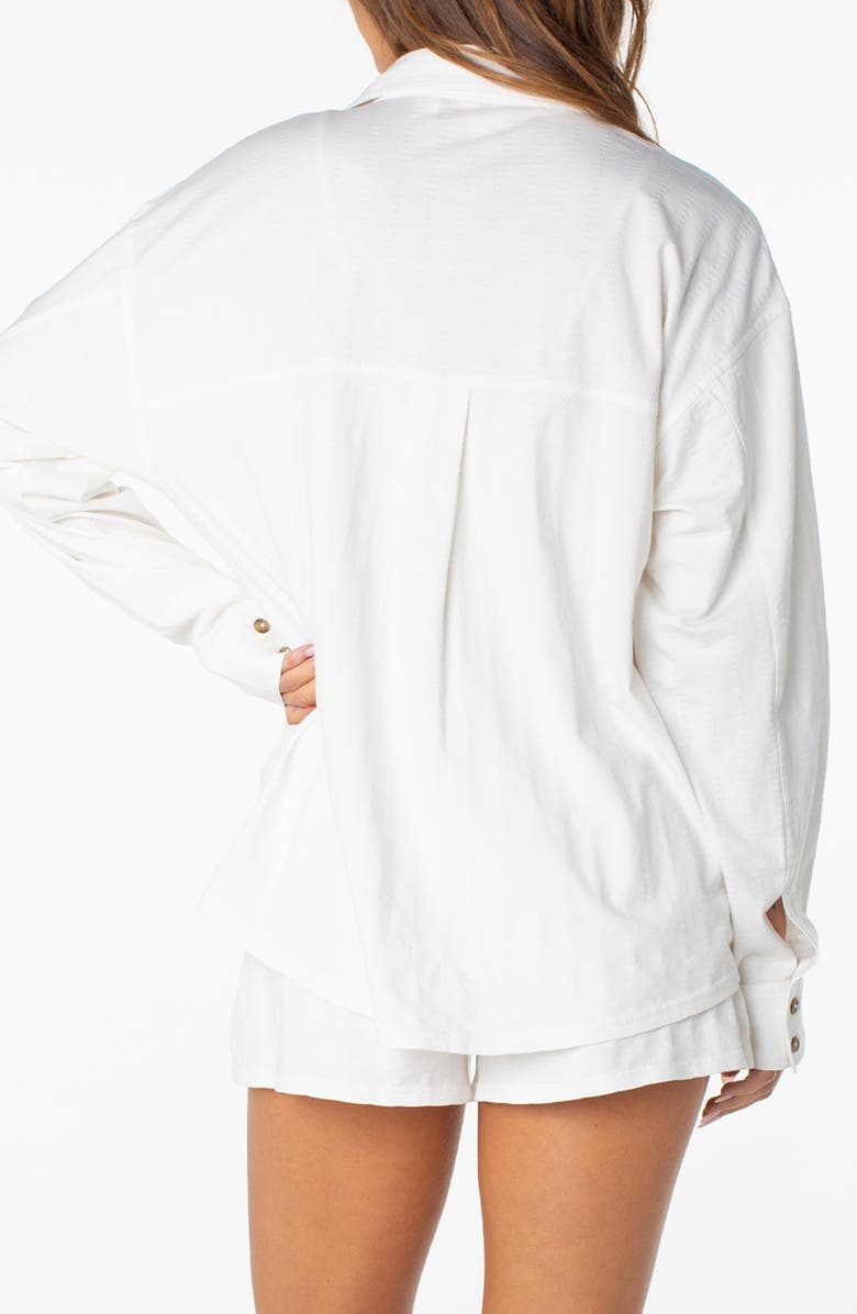 Roxy Sandpiper Cotton Button-Up Shirt, Alternate, color, Cloud Dancer