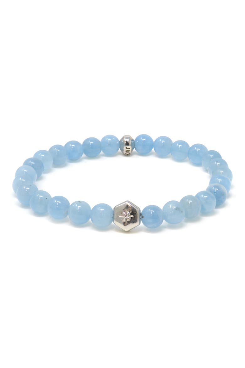 Jac + Jo Soul Aquamarine Beaded Stretch Bracelet, Main, color, BLUE
