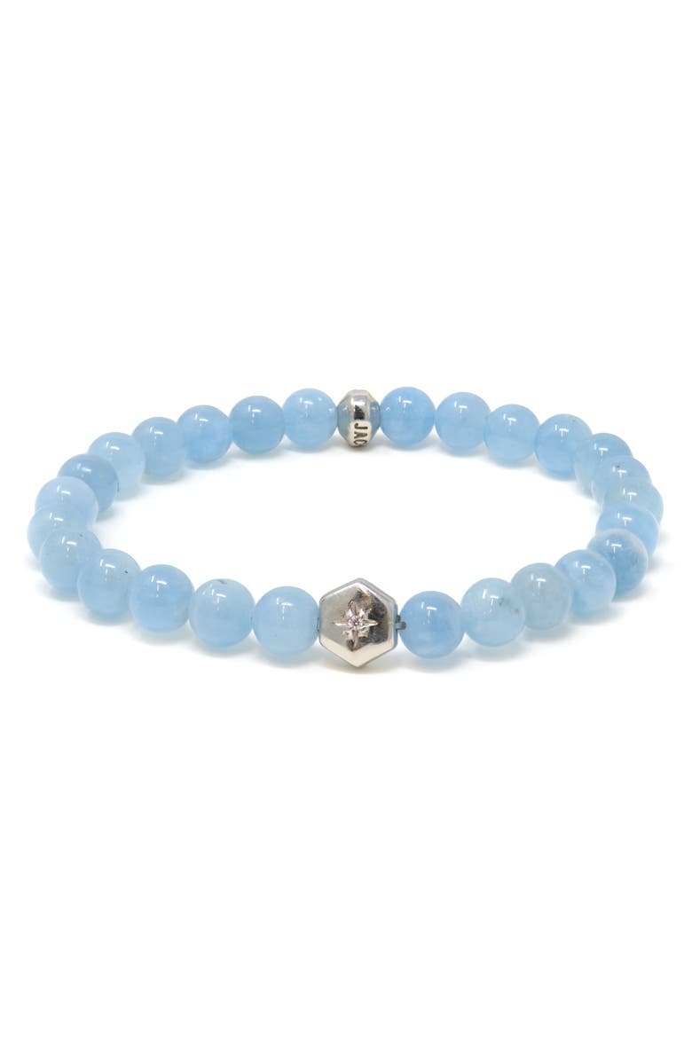 Anzie Jac + Jo Soul Aquamarine Beaded Stretch Bracelet, Main, color, Blue