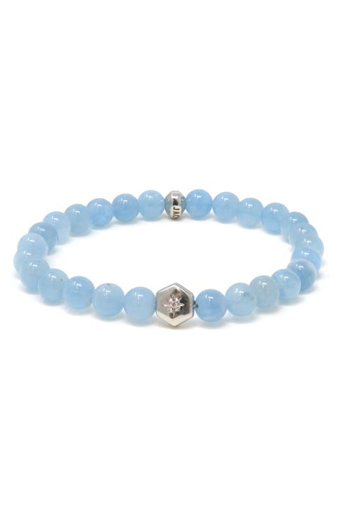 Jac + Jo Soul Aquamarine Beaded Stretch Bracelet