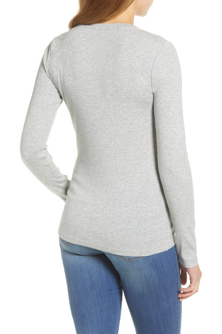 'Melody' Long Sleeve Scoop Neck Tee, Alternate, color, GREY HEATHER