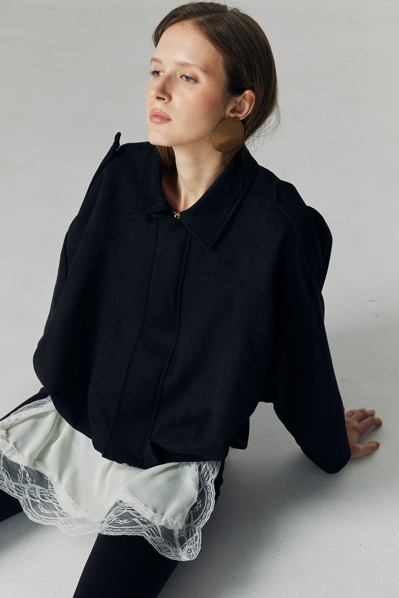Qiana Suede Jacket, Alternate, color, Black