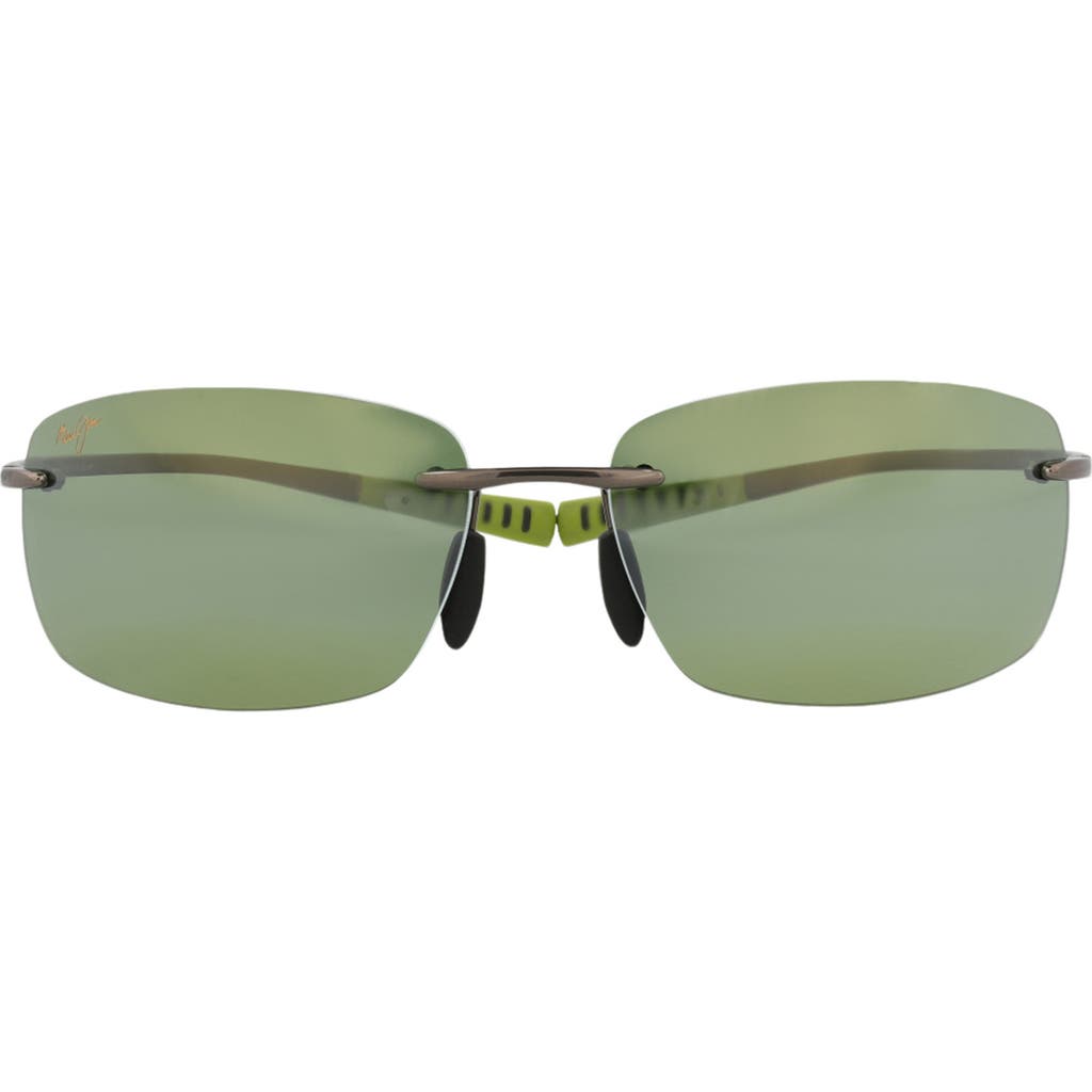 Maui Jim Core 64mm Polarized Rectangular Sunglasses In Green
