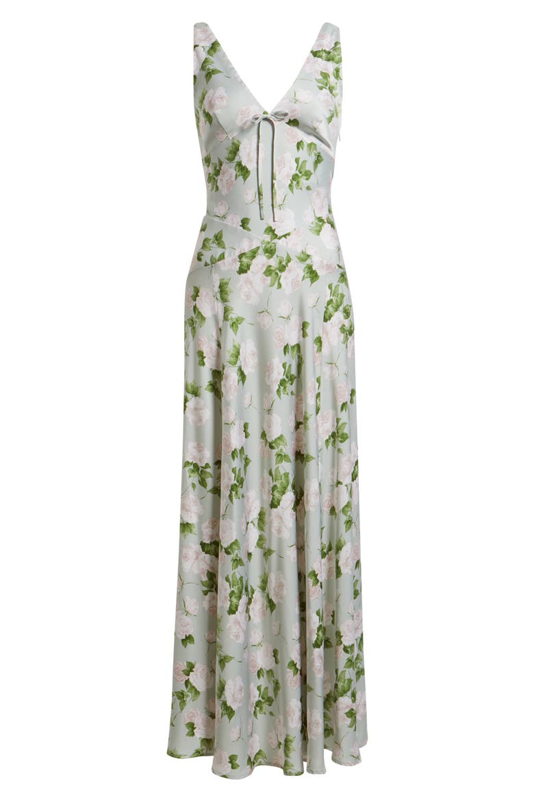 Lucasta Floral Satin Gown, Alternate, color, SAGE ROSES