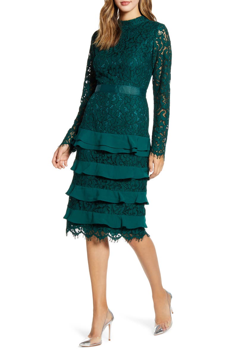 Rachel Parcell Long Sleeve Lace Dress, Main, color,