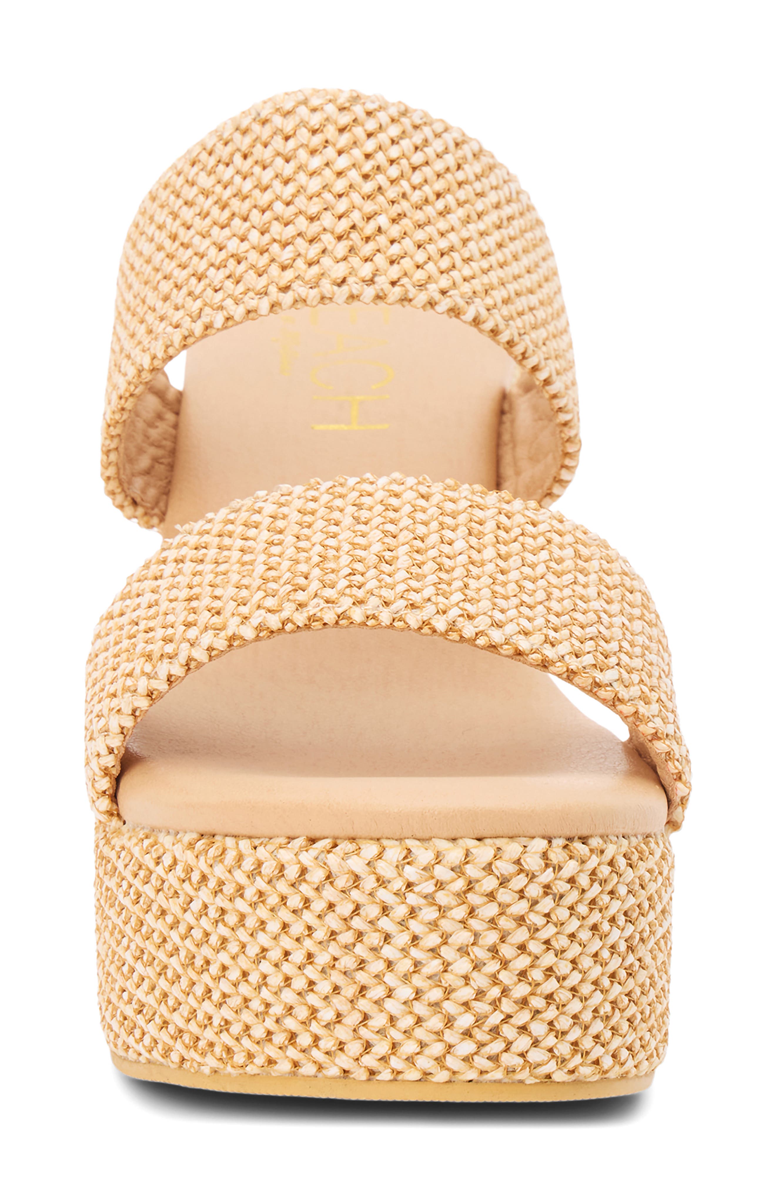 Ocean Ave Espadrille Platform Slide Sandal, Alternate, color, CHESTNUT RAFFIA