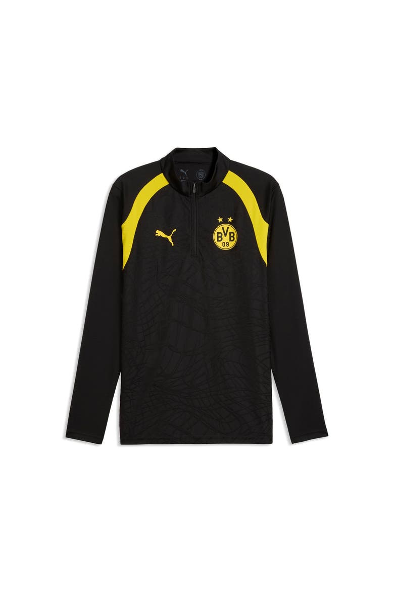 Men's Puma  Black Borussia Dortmund Quarter-Zip dryCELL Pre-Match Top, Alternate, color, Black