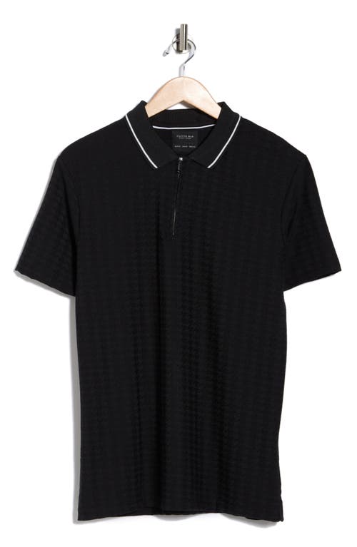 Cactus Man Zip Short Sleeve Polo In Black
