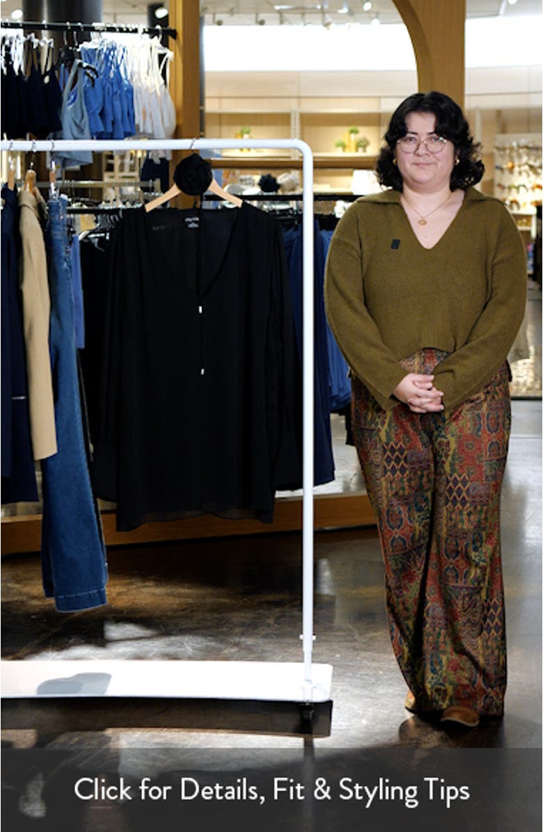 V-Neck Top with Floral Accent Tie, sales video thumbnail