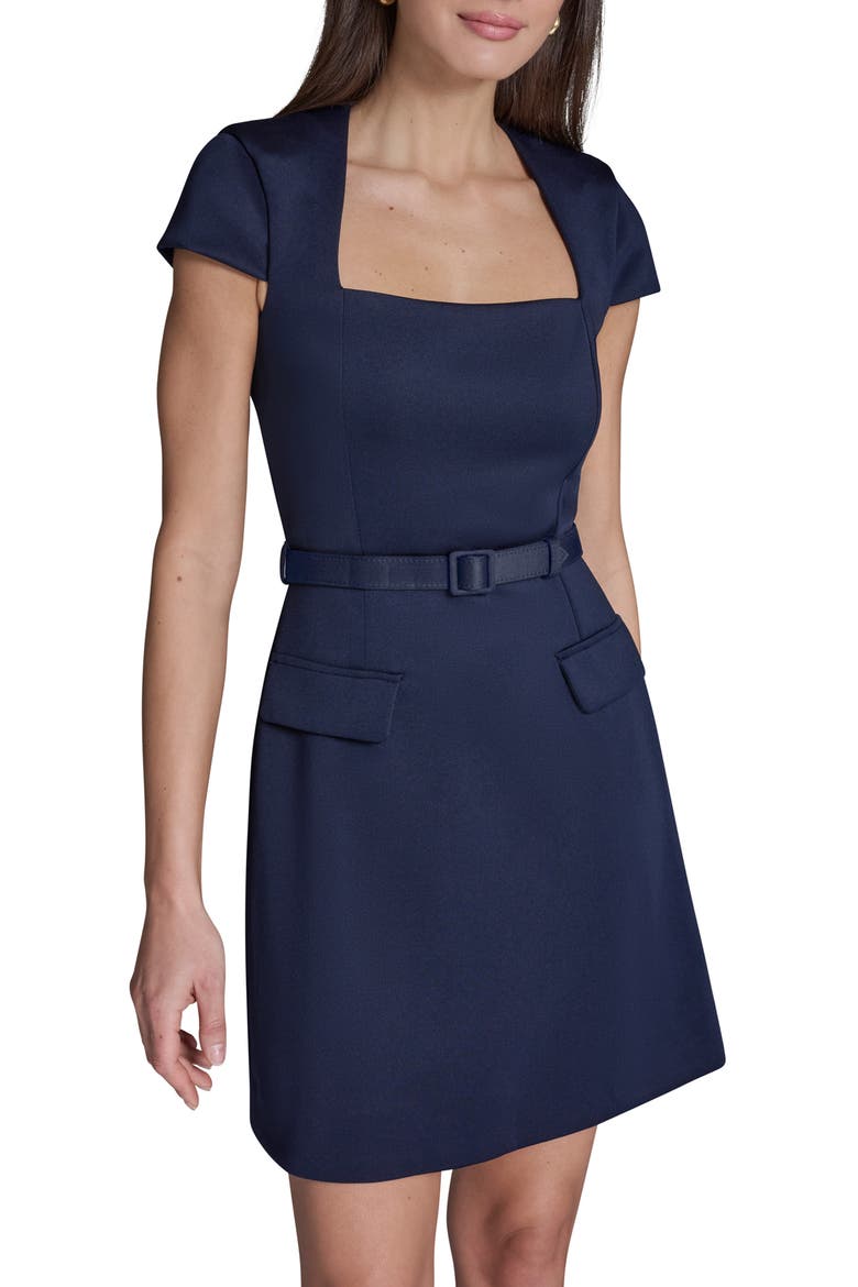 Scuba Crepe Minidress, Alternate, color, DEEP