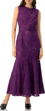 IVONNE Sleeveless Lace Long Dress with Belt