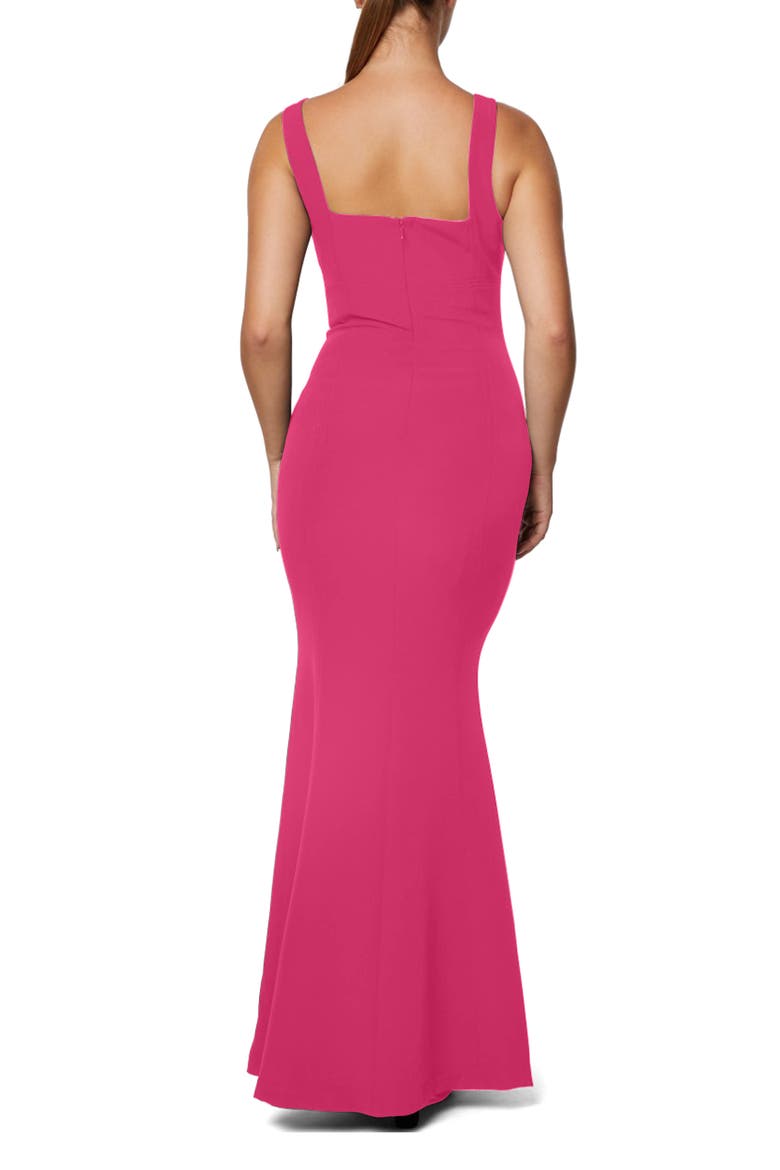 Square Neck Fishtail Gown, Alternate, color, RASPBERRY