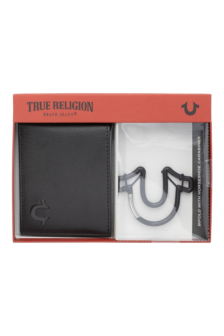 Bifold Wallet & Horseshoe Carabiner Gift Set, Alternate, color, BLACK/ BLACK