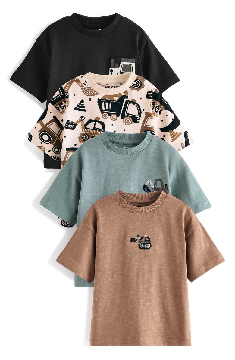 NEXT Kids' Digger Assorted 4-Pack Cotton T-Shirts, Main, color, 