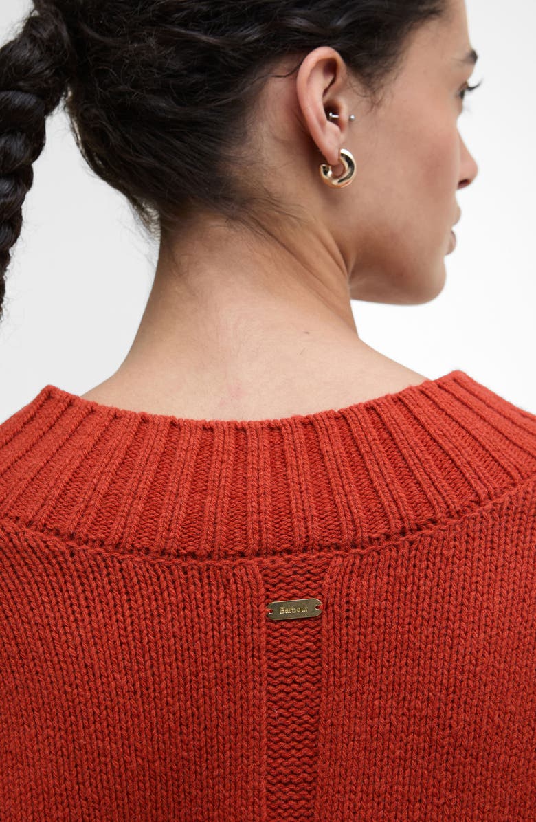 Barbour Antonia Merino Wool V-Neck Sweater, Alternate, color, Burnt Orange