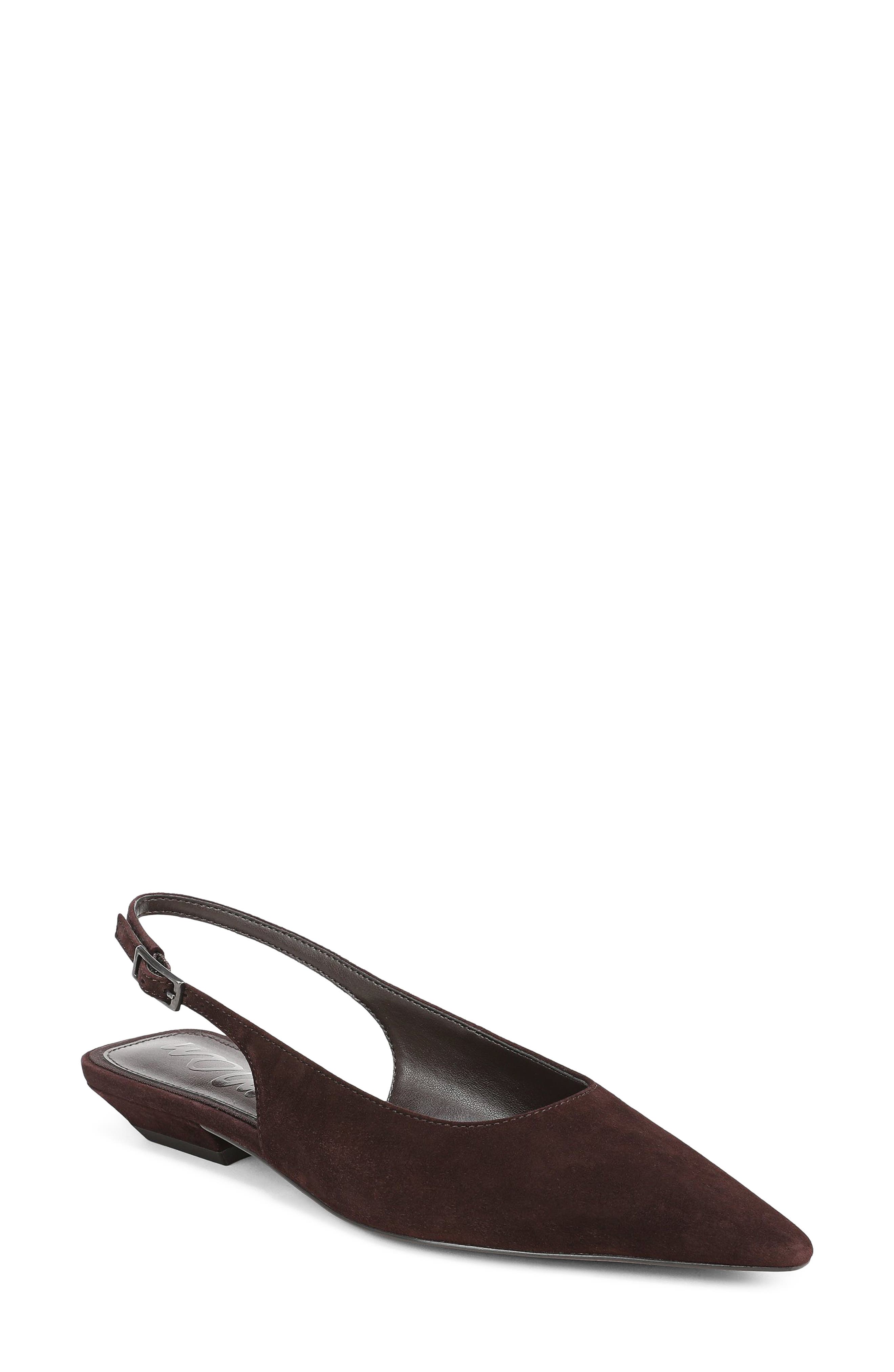 Netty Slingback Pointed Toe Flat, Main, color, CAFE NOIR