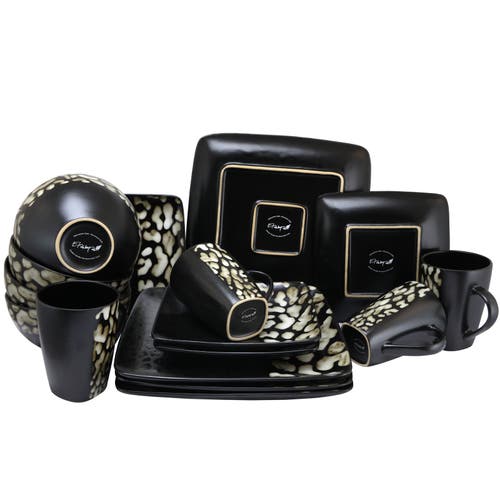 Elama Savannah 16 Piece Stoneware Dinnerware Set In Multi