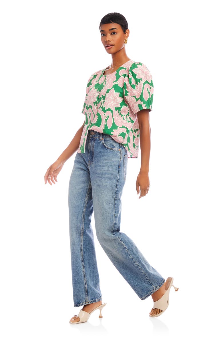 FIFTEEN TWENTY Button Front Puff Sleeve Shirt, Alternate, color, Paisley