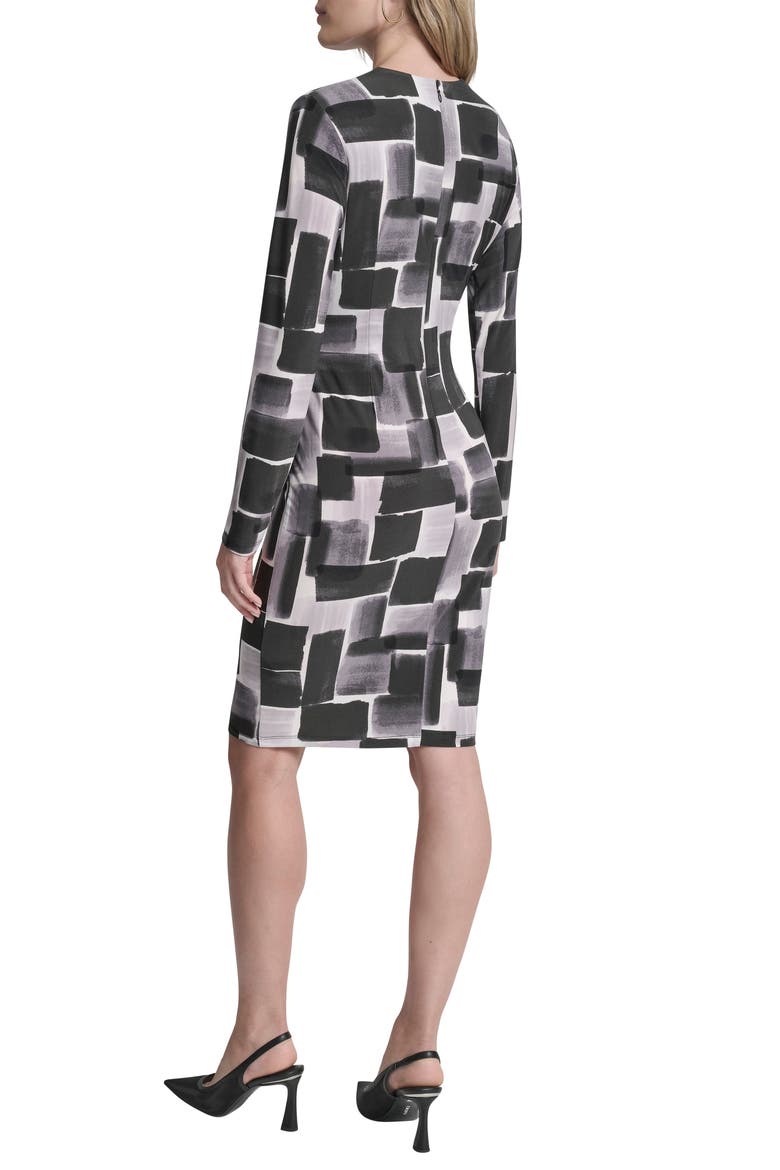 Long Sleeve Faux Wrap Dress, Alternate, color, BLACK MULTI
