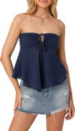 EDIKTED Tadria Strapless Cotton Babydoll Top