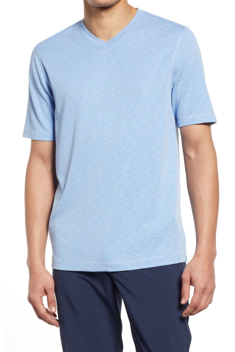 Slub V-Neck T-Shirt, Main, color, LIGHT BLUE