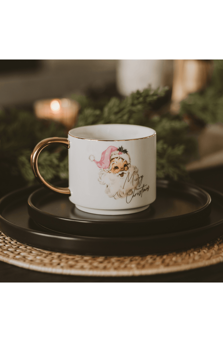 SWEET WATER DECOR Gold Handle Holiday Coffee Mug, Alternate, color, Vintage Santa